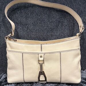 Etienne Aigner Cream Shoulder Bag with Gold Hardware